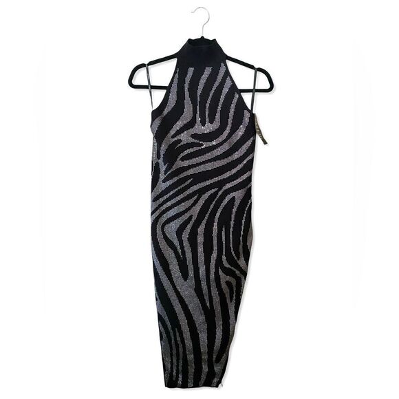 Retrofete Kaisley midi dress black crystal rhinestone knit party bodycon Revolve - Picture 10 of 17